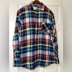 Bogari Men's Flannel Shirt in Multicolored Plaid Size Large